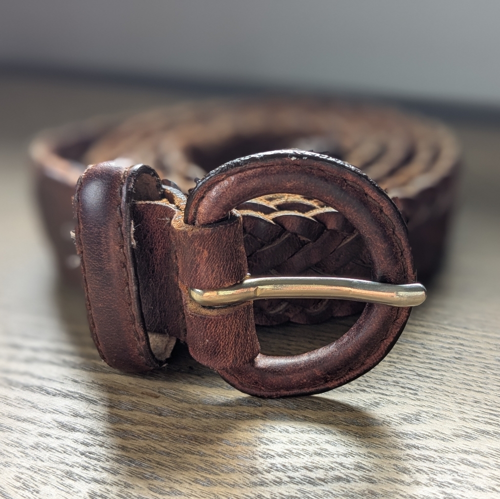 🤎 VTG Bugle Boy Braided Leather Belt, M